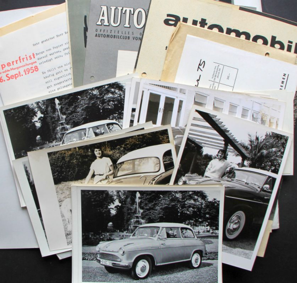 Lloyd Alexander TS 1958 Automobil-Pressemappe mit 12 Werksfotos (10092)